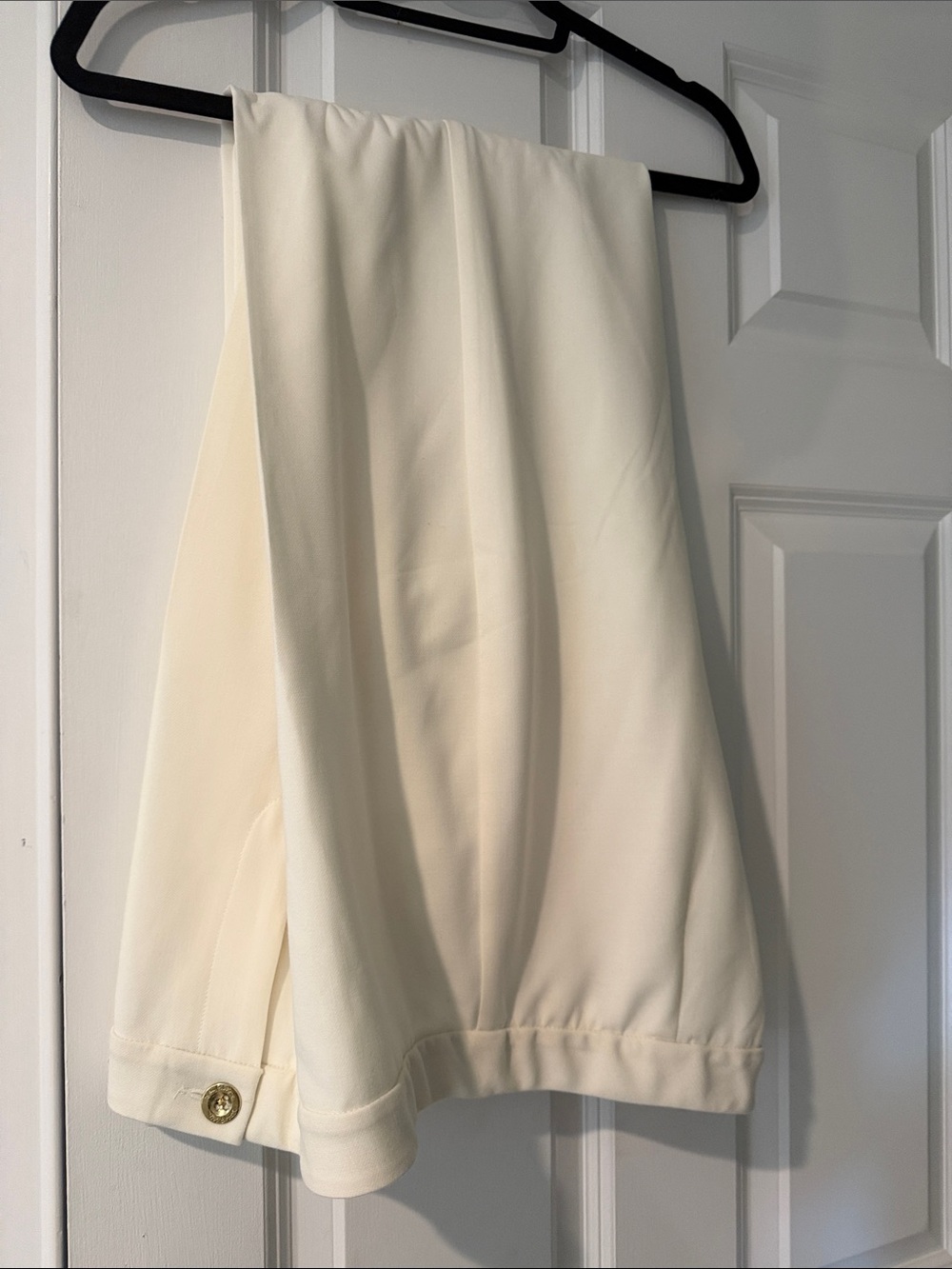 Women's Cream Midi Skirt with Decorative Button